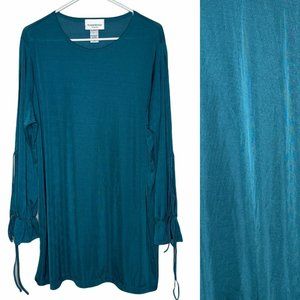 BRYLANE Women Collection Blue Split Sleeve With Ties Strech Dress Wms Sz L
